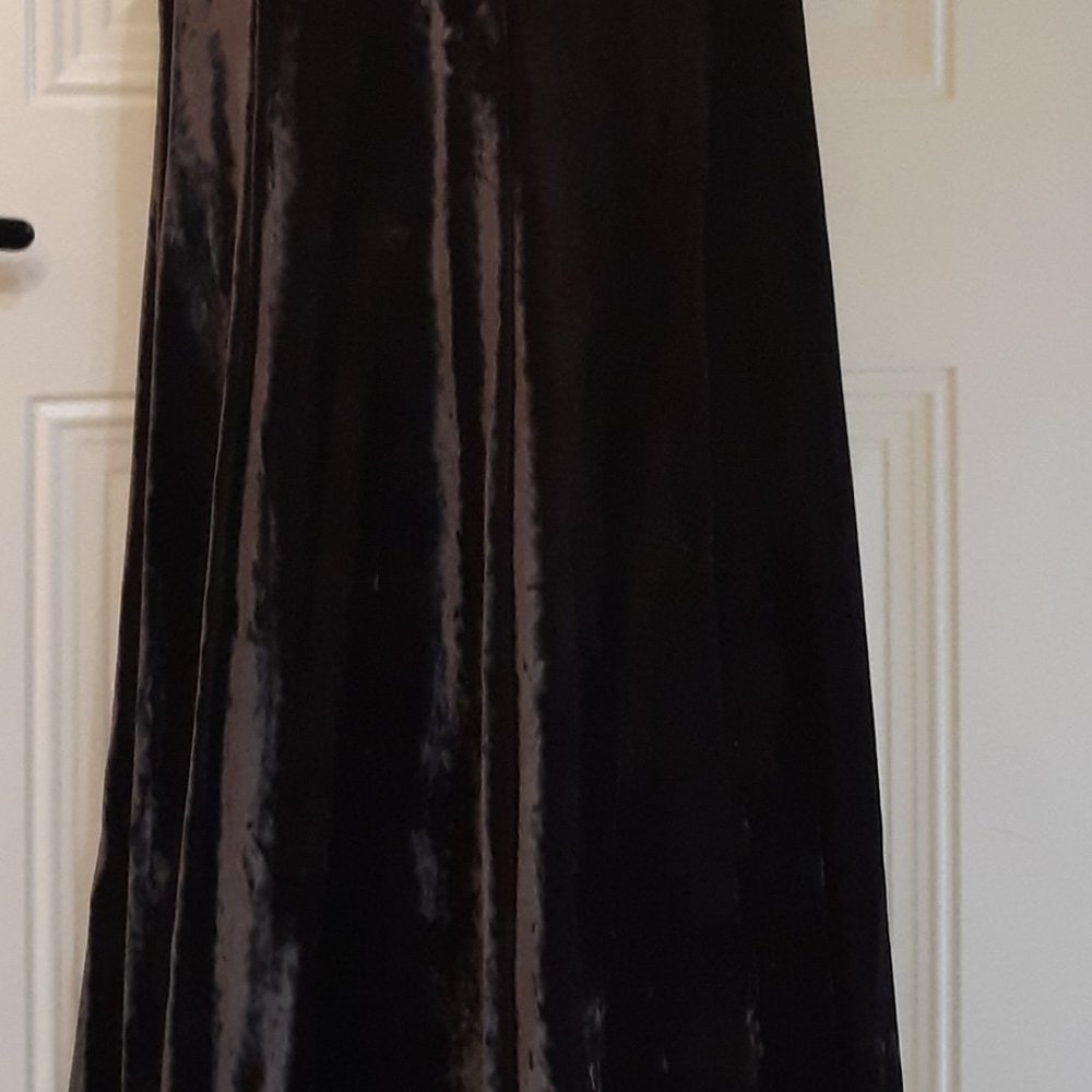 Vintage D Double Crushed Dark Purple Velvet A-Line Long Skirt